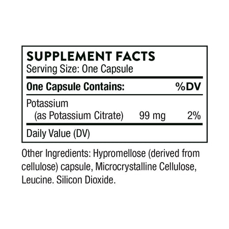 Thorne Potassium Citrate Supplement Facts