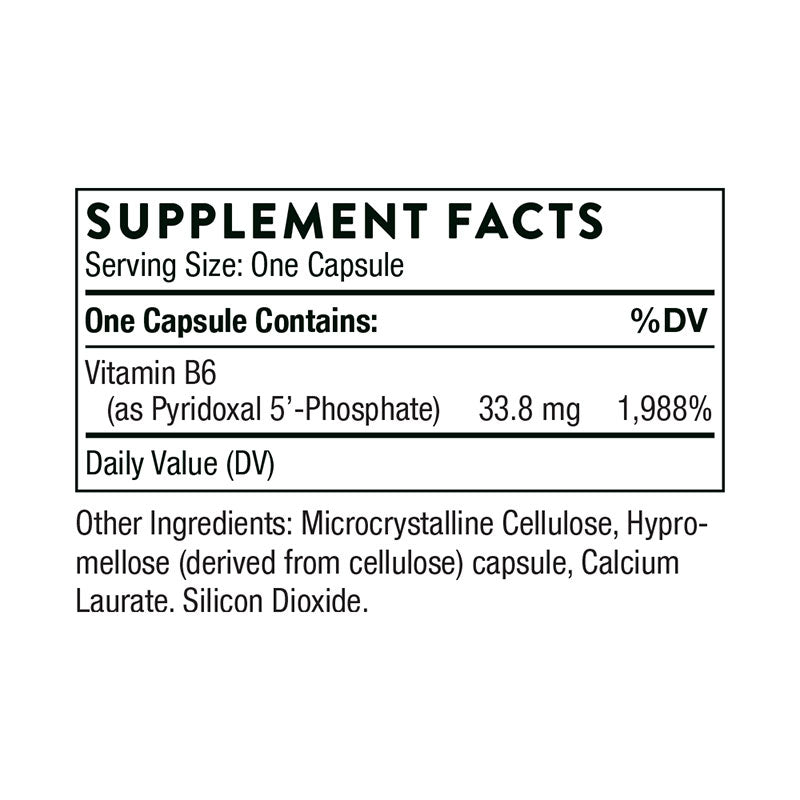 Thorne Pyridoxal 5'-Phosphate Supplement Facts