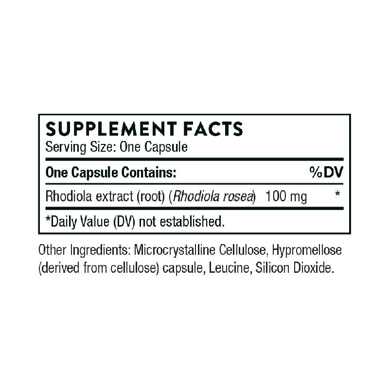 Thorne Rhodiola Supplement Facts