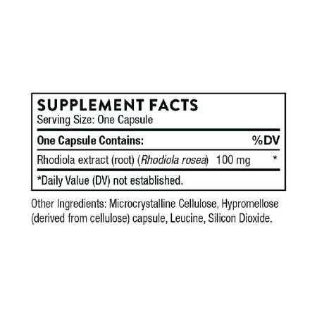 Thorne Rhodiola Supplement Facts