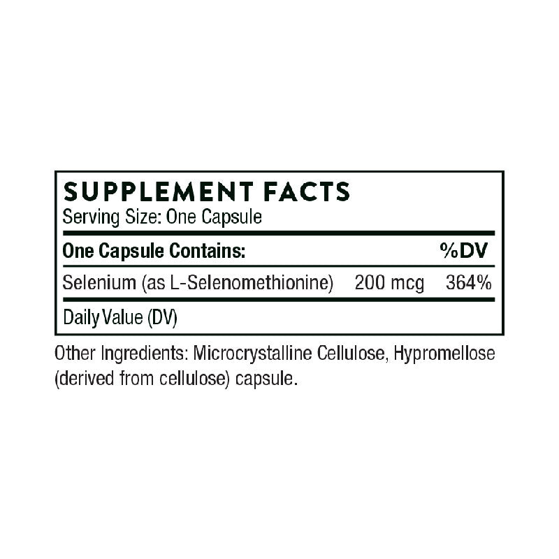 Thorne Selenium (Previously Selenomethionine) Supplement Facts