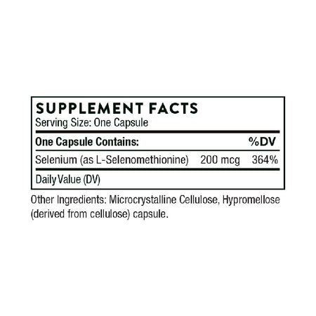Thorne Selenium (Previously Selenomethionine) Supplement Facts