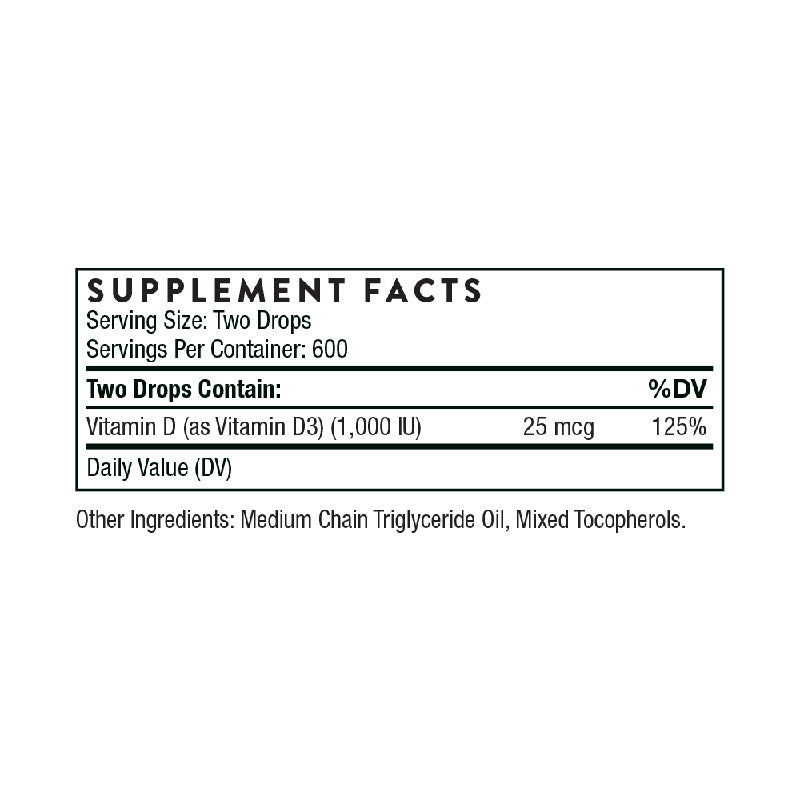 Thorne Vitamin D Liquid Supplement Facts