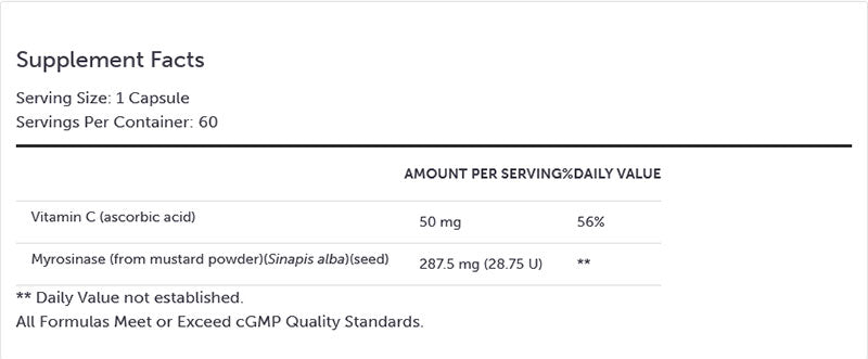 Xymogen Myrosinase Supplement Facts