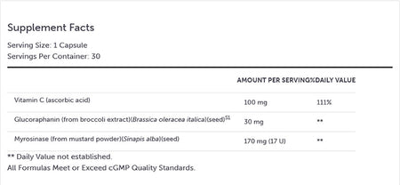 Xymogen OncoPlex Plus Myrosinase Supplement Facts