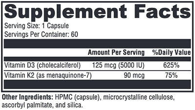 Xymogen K2-D3 5,000 Supplement Facts