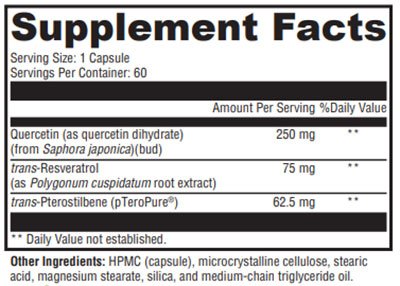 Xymogen Resveratin, Plus Supplement Facts